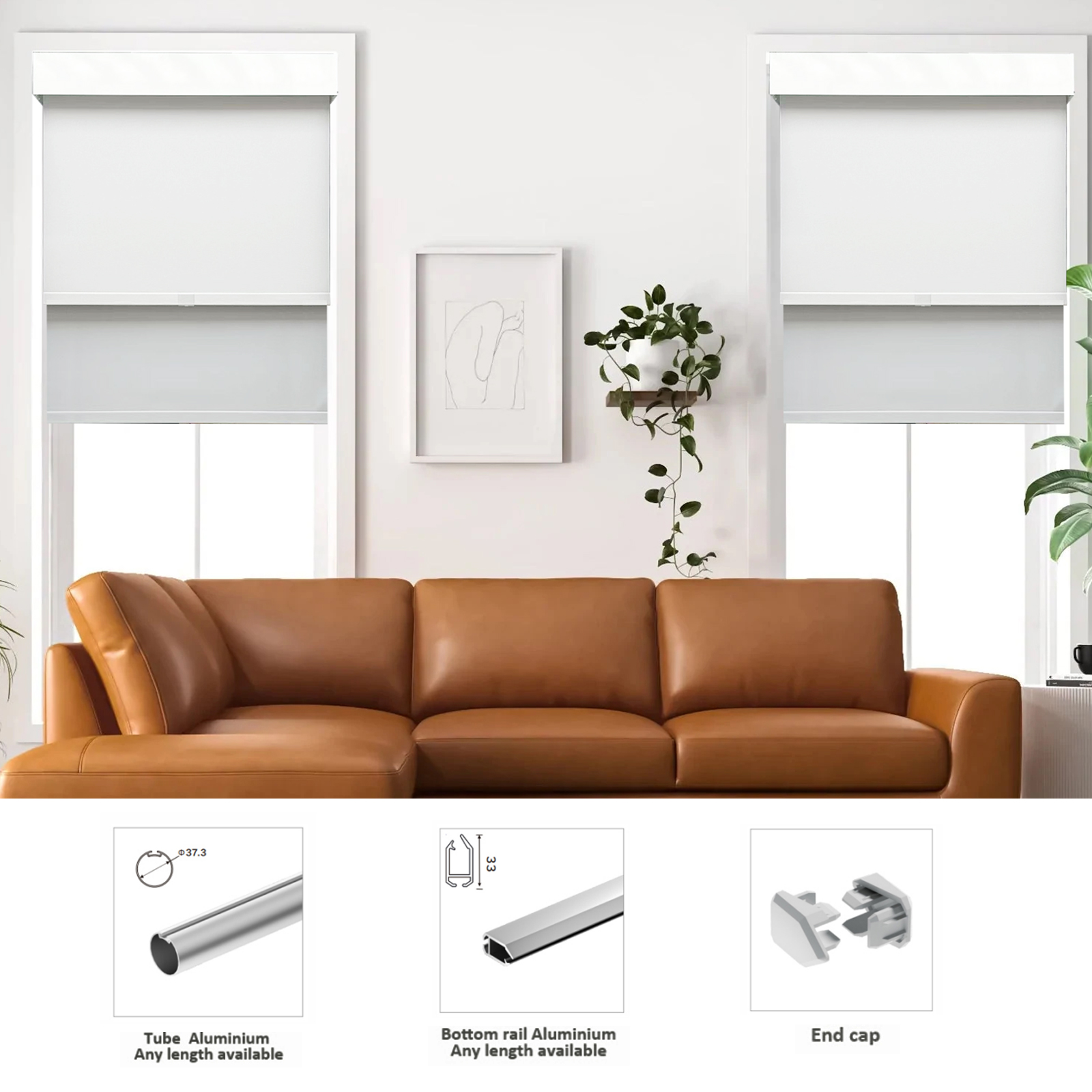 Electric Motorized Double Tube Motorized Electric Smart Wifi Alexa Google Window Roller Blinds