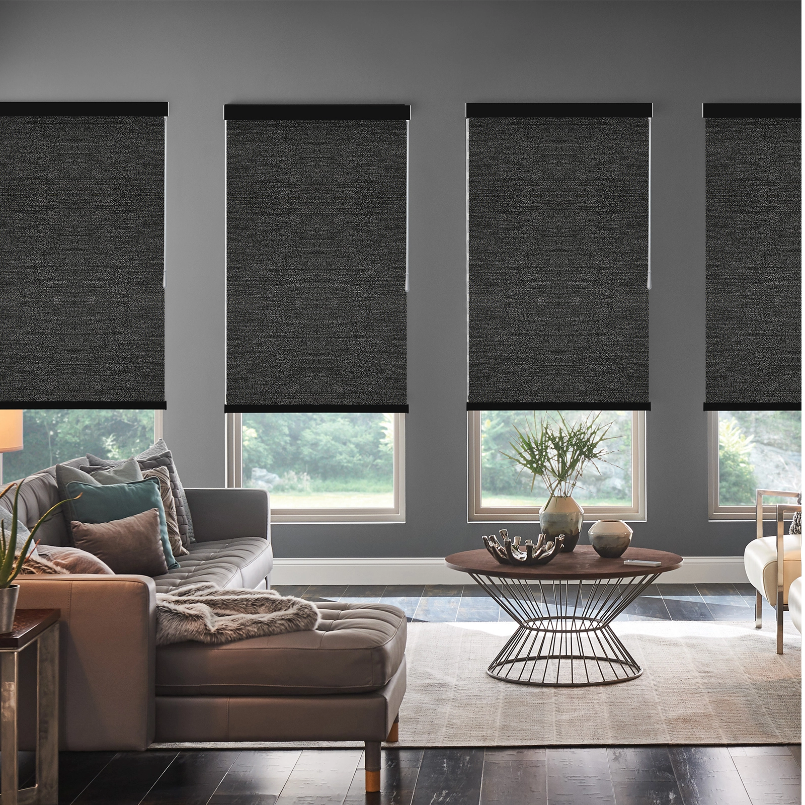  Finished Cordless Automatic Down Customized Cordless Window Roller Blinds Shade