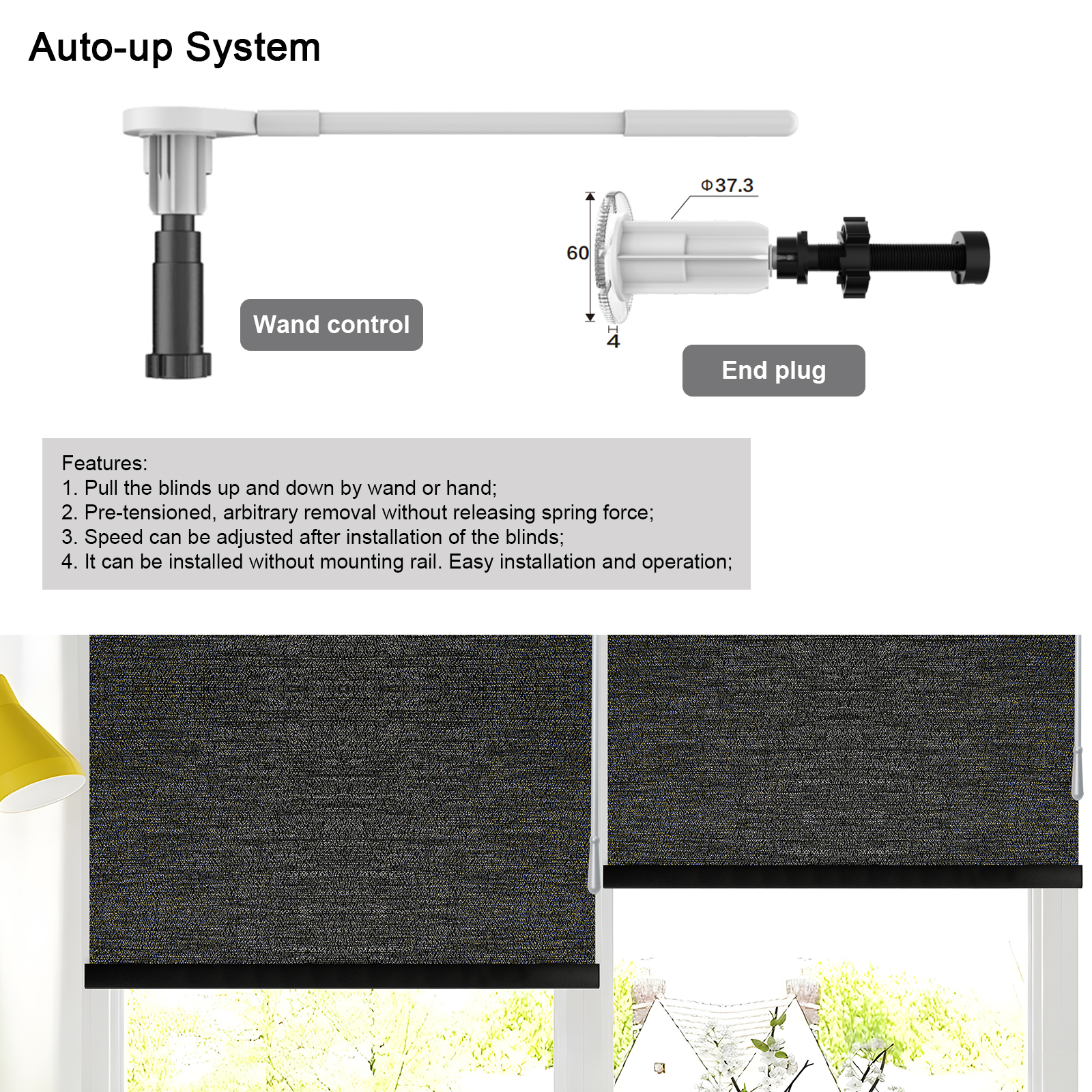 Customized Finished Sunset Automotic Down Window Roller Blinds